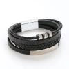 Męska bransoletka z grawerem - Trieste, black/silver